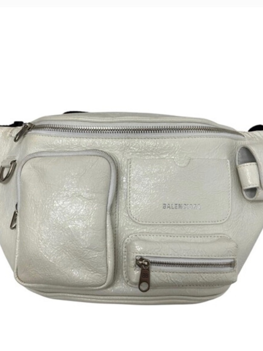Balenciaga Cream Leather Belt Bag with Silver Hardware - Picture 2 of 7